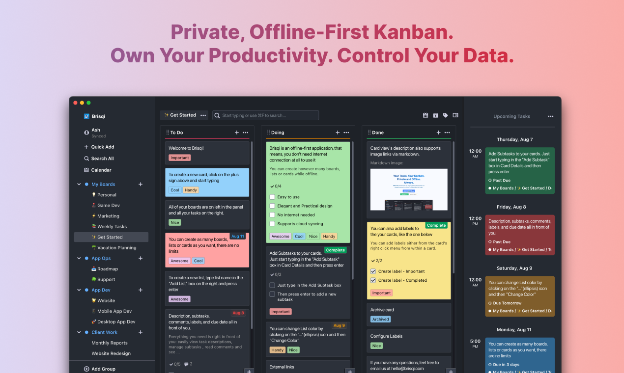 Brisqi - Kanban privato - Smetti di noleggiare la tua produttività.Possederlo. media 1