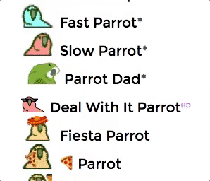 slack emojis list party parrot