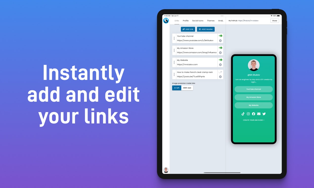 Linkhub - Несколько ссылок для вашей ссылки в Bio медиа 3