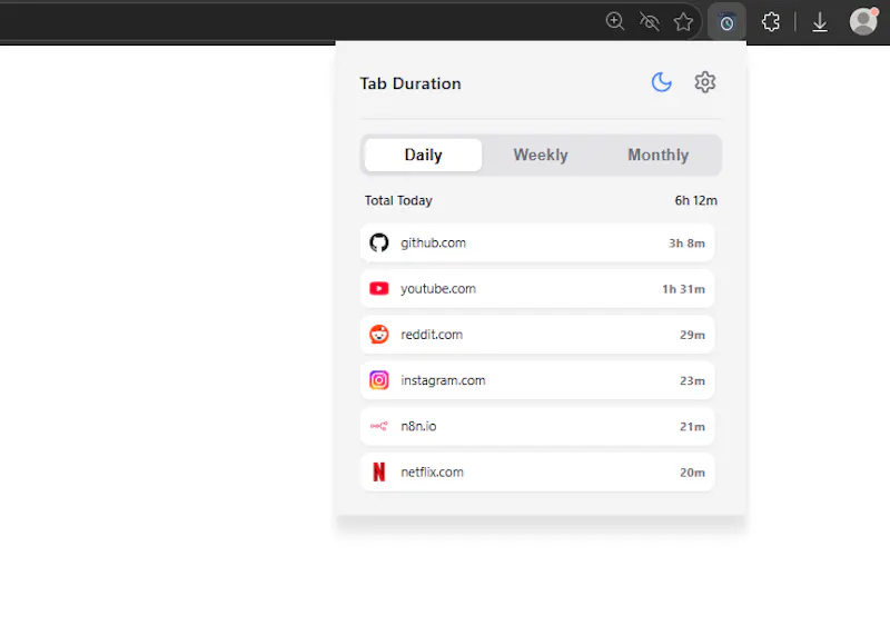 Tab Duration screenshot 2