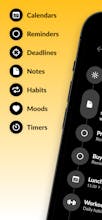 オールインワンの生産性アプリのホーム画面のスクリーンショットで、ムードトラッカー、イベントスケジューラー、習慣トラッカーなどさまざまなツールが表示されています。