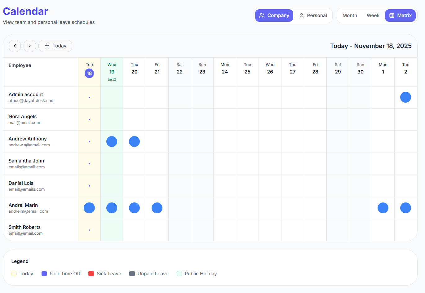 dayoffdesk - Screenshot 2 showing product features and functionality