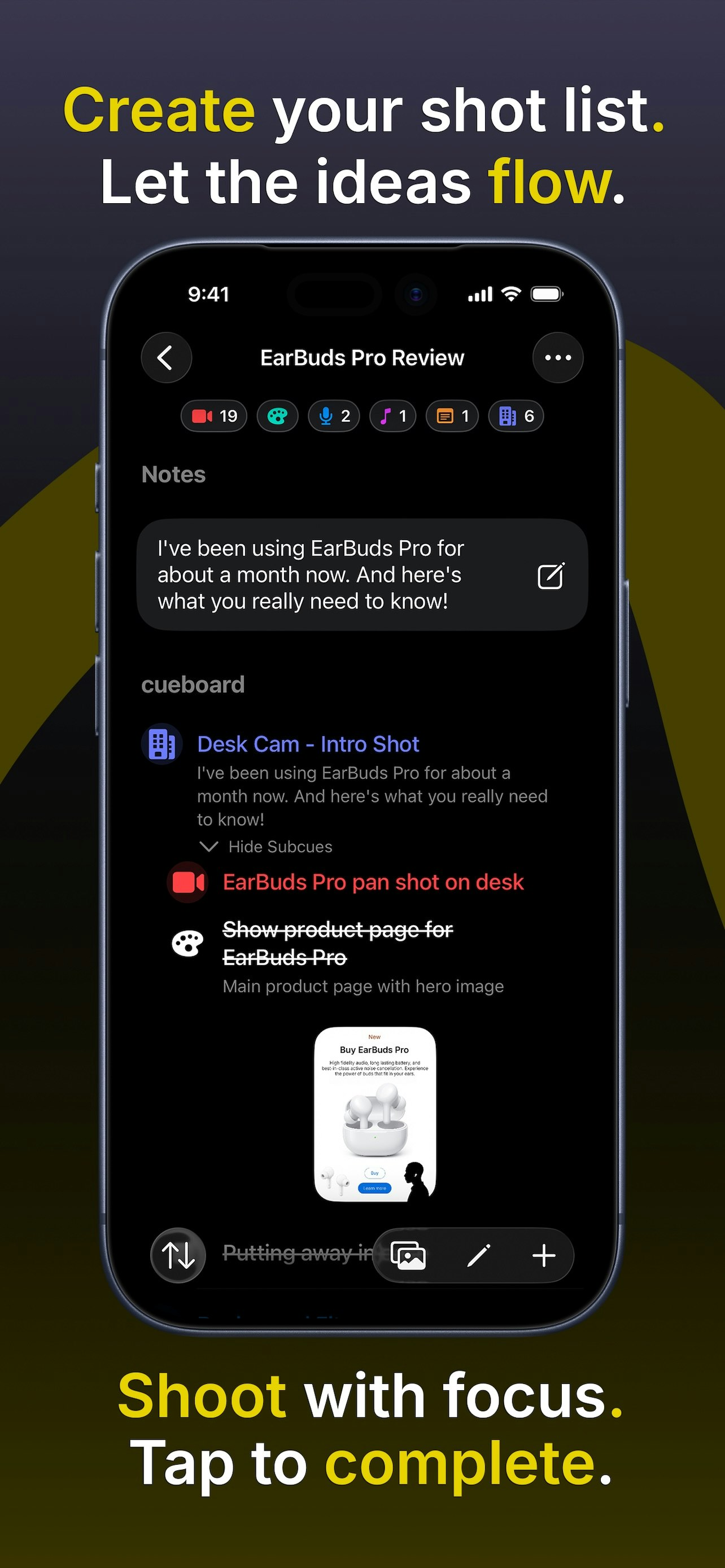 Cueboard - Main product screenshot demonstrating key features and user interface