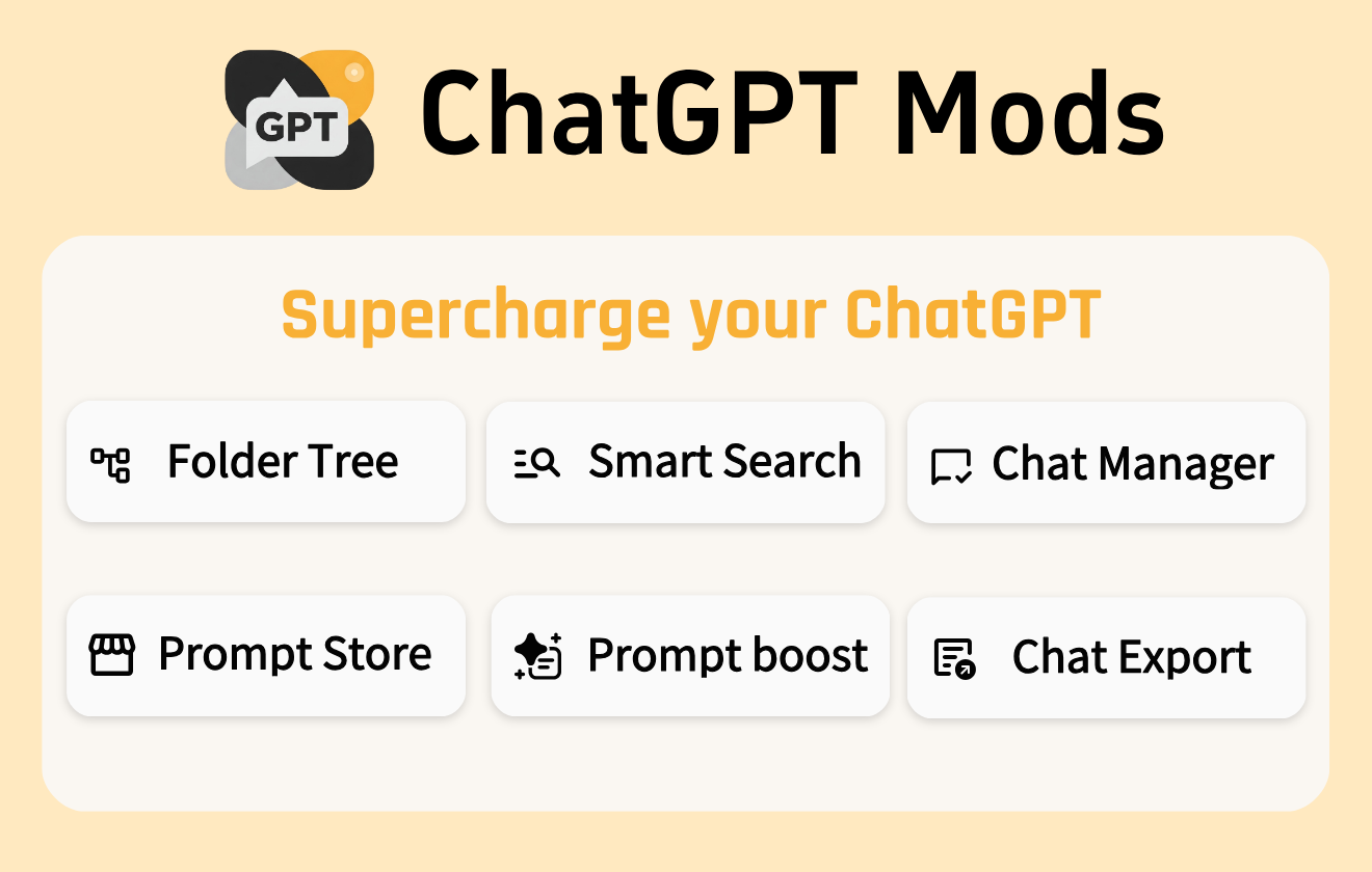 CHATGPT MODS - सुपर बूस्टिंग टूल - फ़ोल्डर ट्री, प्रॉम्प्ट स्टोर, प्रॉम्प्ट चेन, प्रॉम्प्ट ऑप्टिमाइज़ेशन मीडिया 2