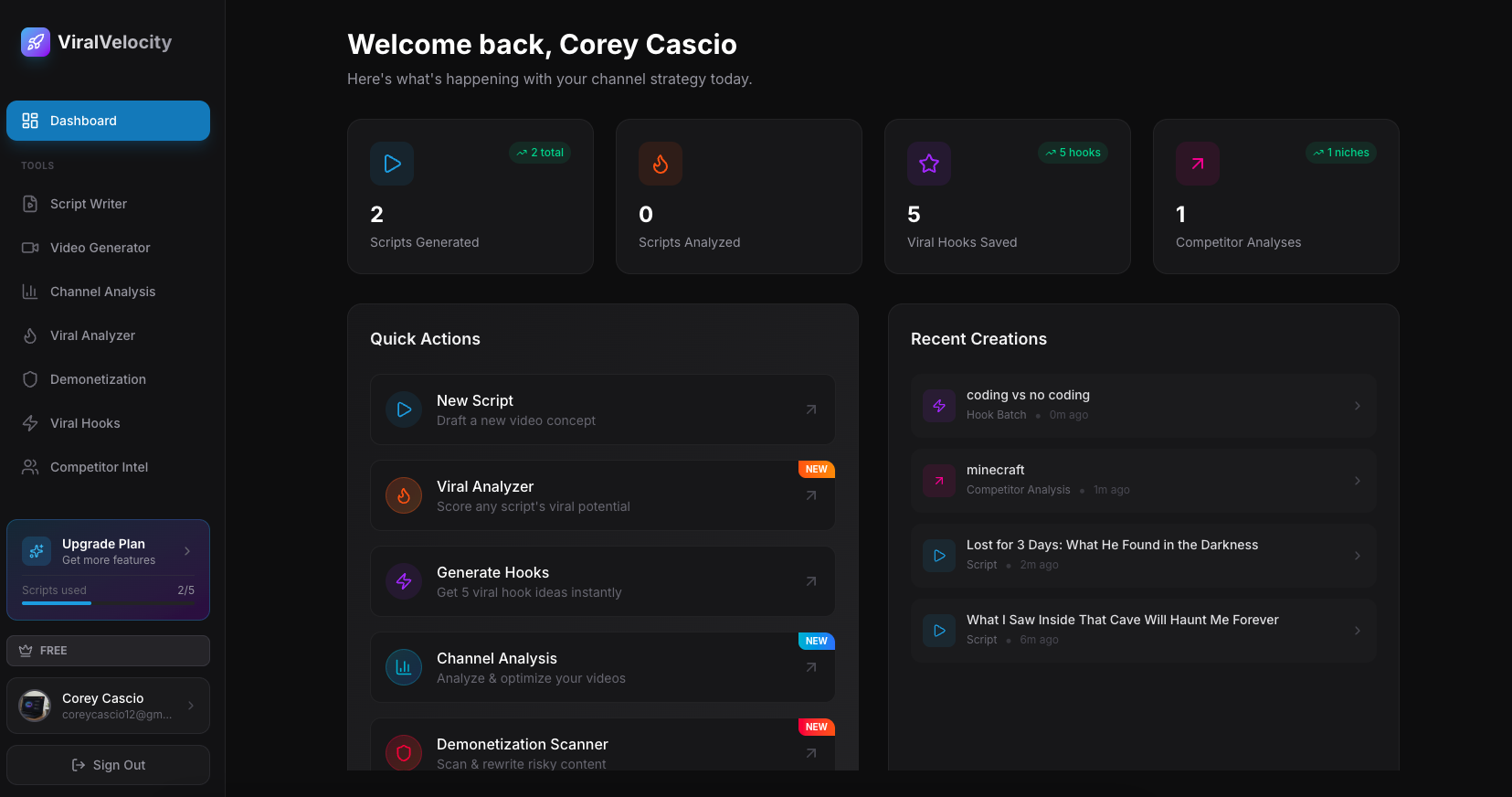 ViralVelocity - Screenshot 2 showing product features and functionality