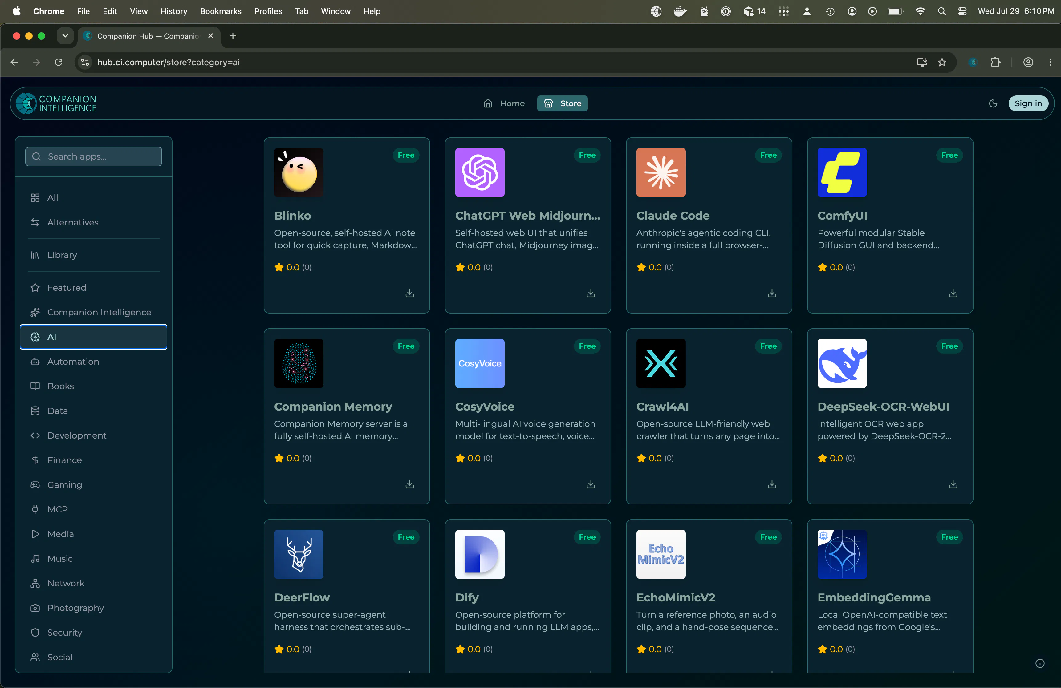 Companion Intelligence App Store gallery image