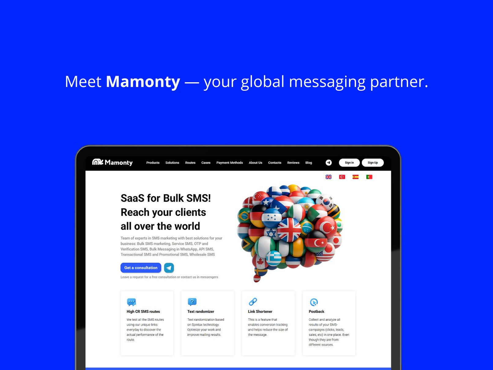 Mamonty - Bulk SMS to Clients Worldwide - Screenshot 3 showing product features and functionality