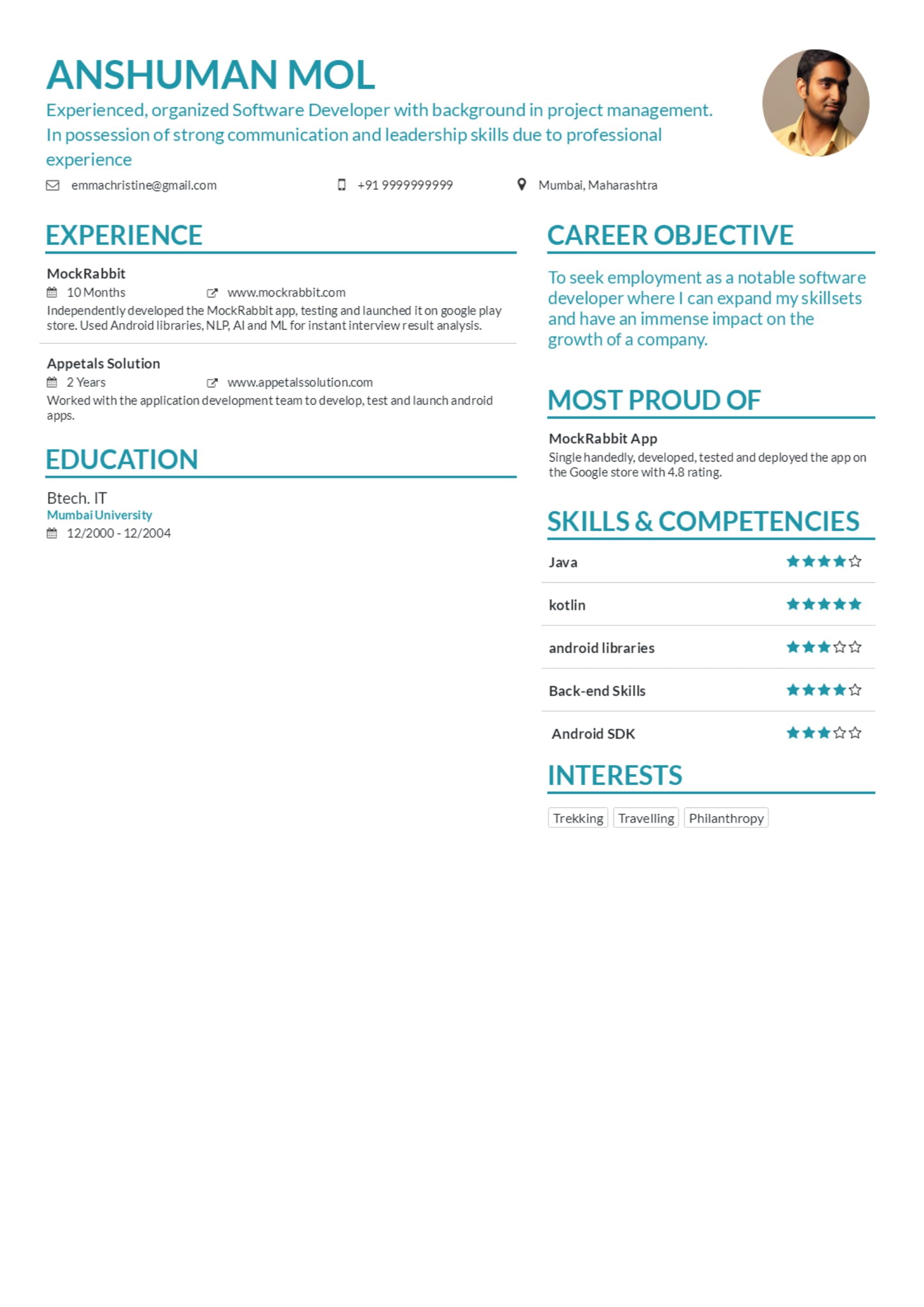 Resume Maker by MockRabbit media 3
