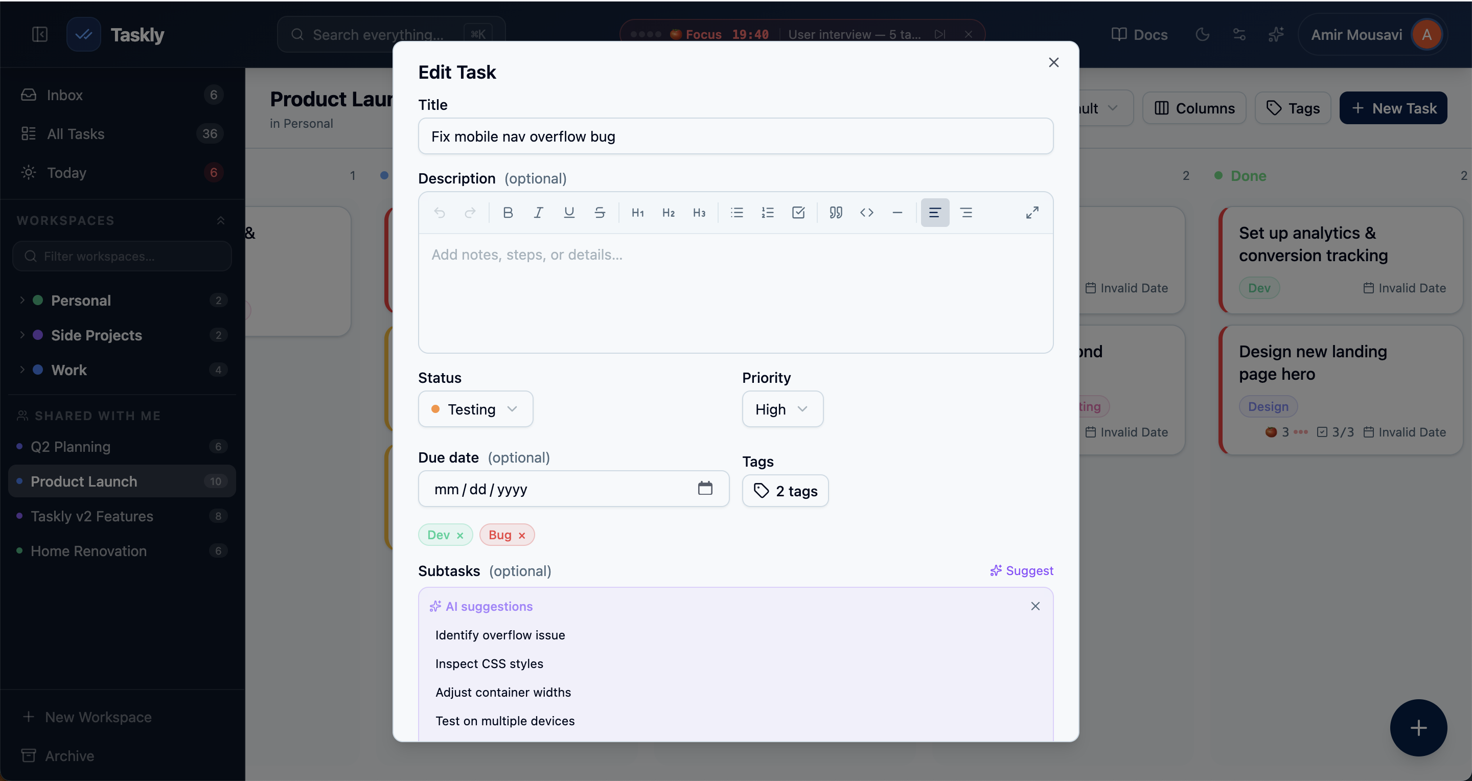 Taskly - Screenshot 5 showing product features and functionality