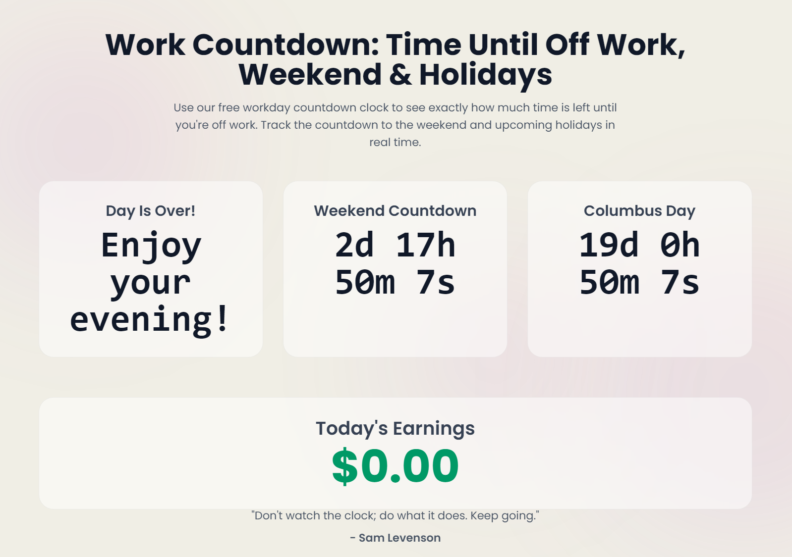 Média Compte à rebours de l'office - Real-Time Workday, Weekend Countdown avec gain tracker. 4