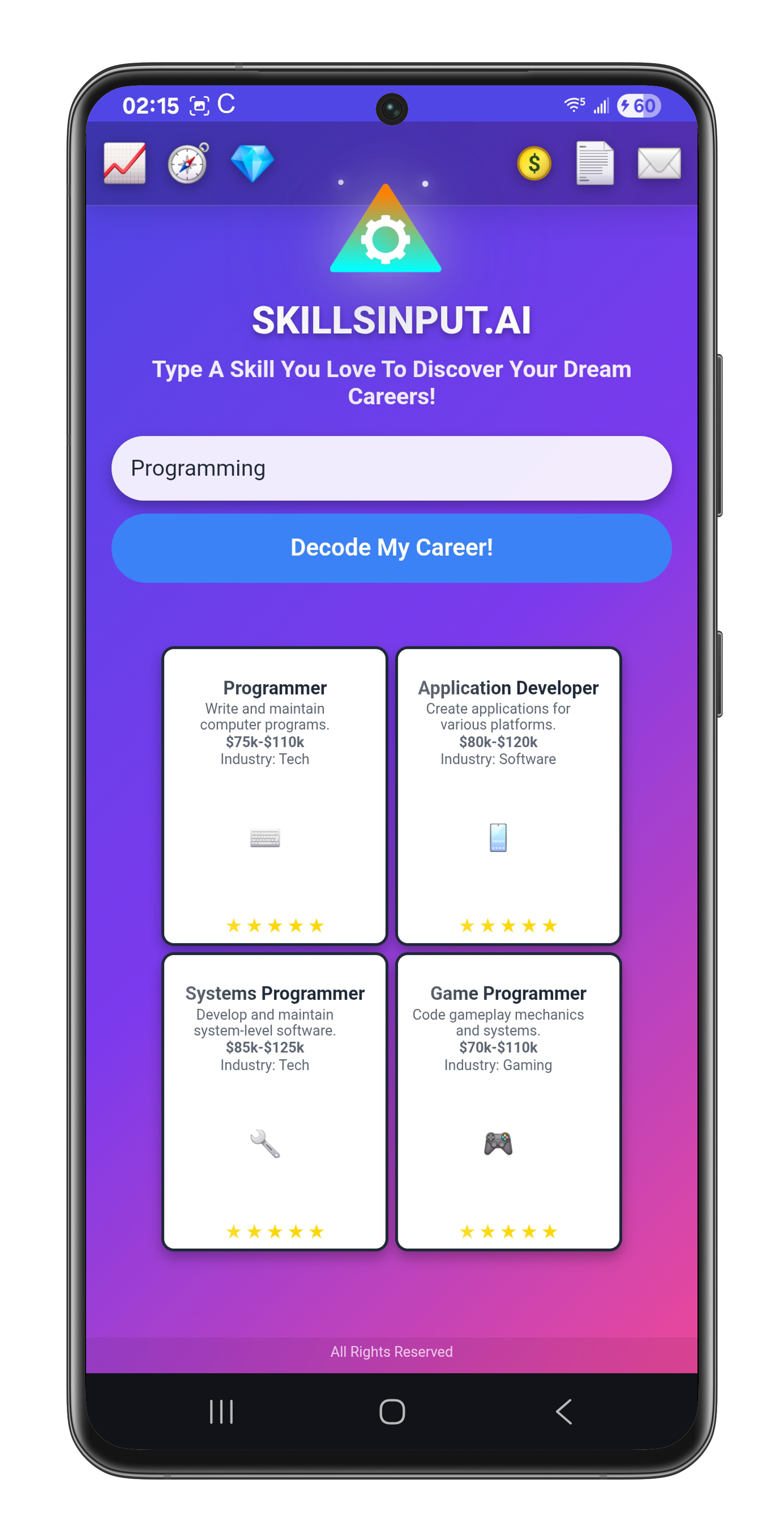 SKILLSINPUT.AI - Screenshot 2 showing product features and functionality