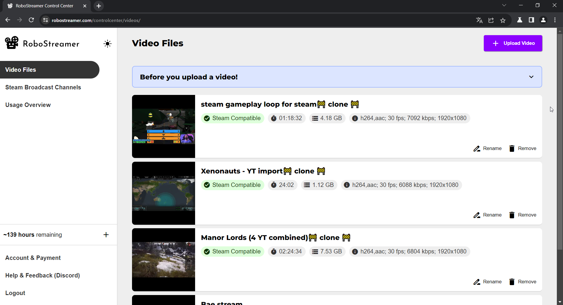 Robostroser - Transmitir videos pregrabados para vapor con facilidad media 5