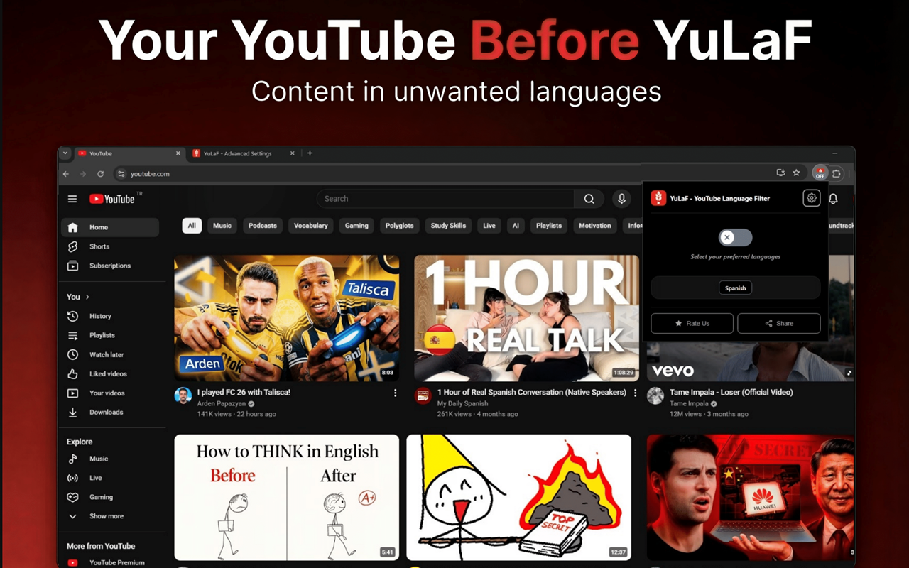 YuLaF - YouTube Language Filter gallery image