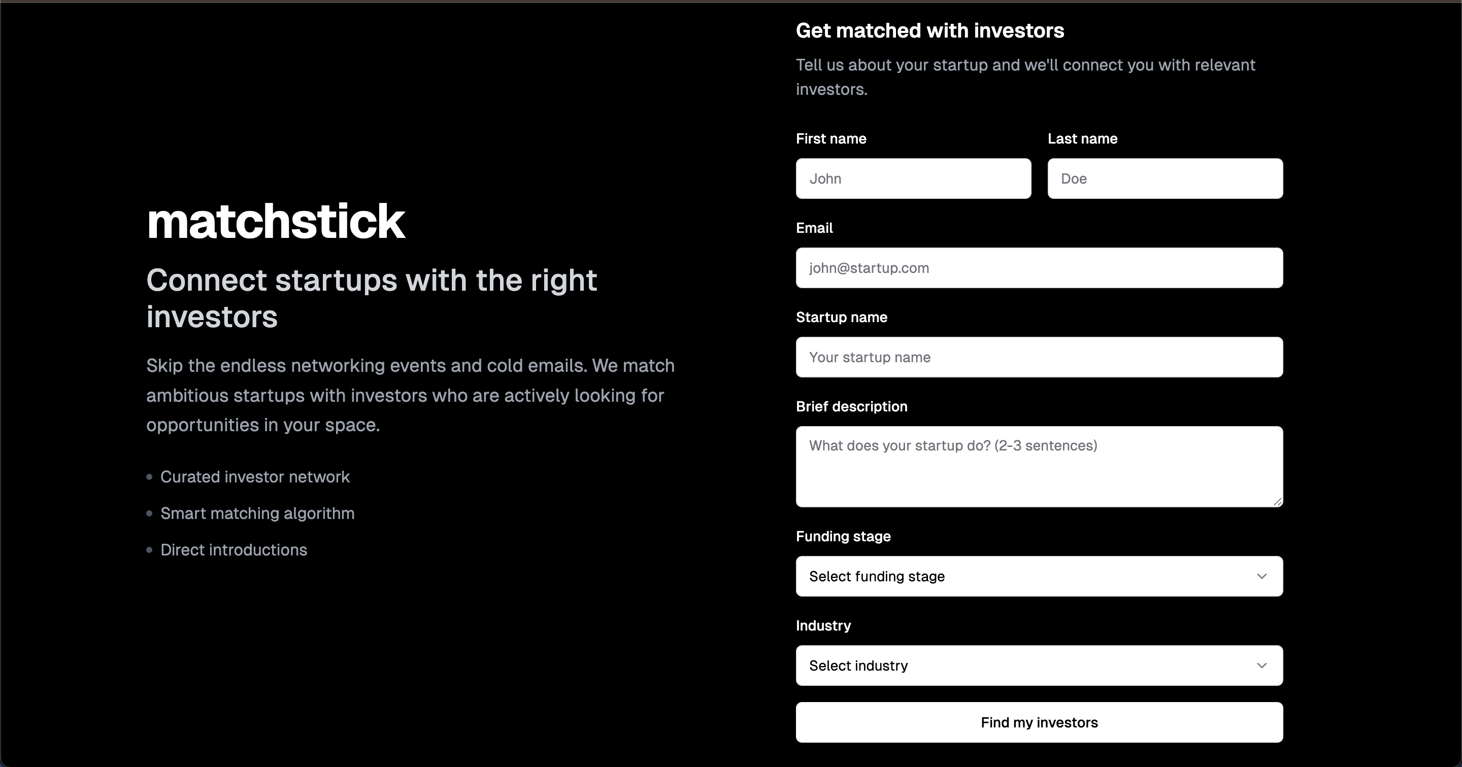 matchstick - Verbind uw startup met de juiste beleggers in 30 seconden media 1