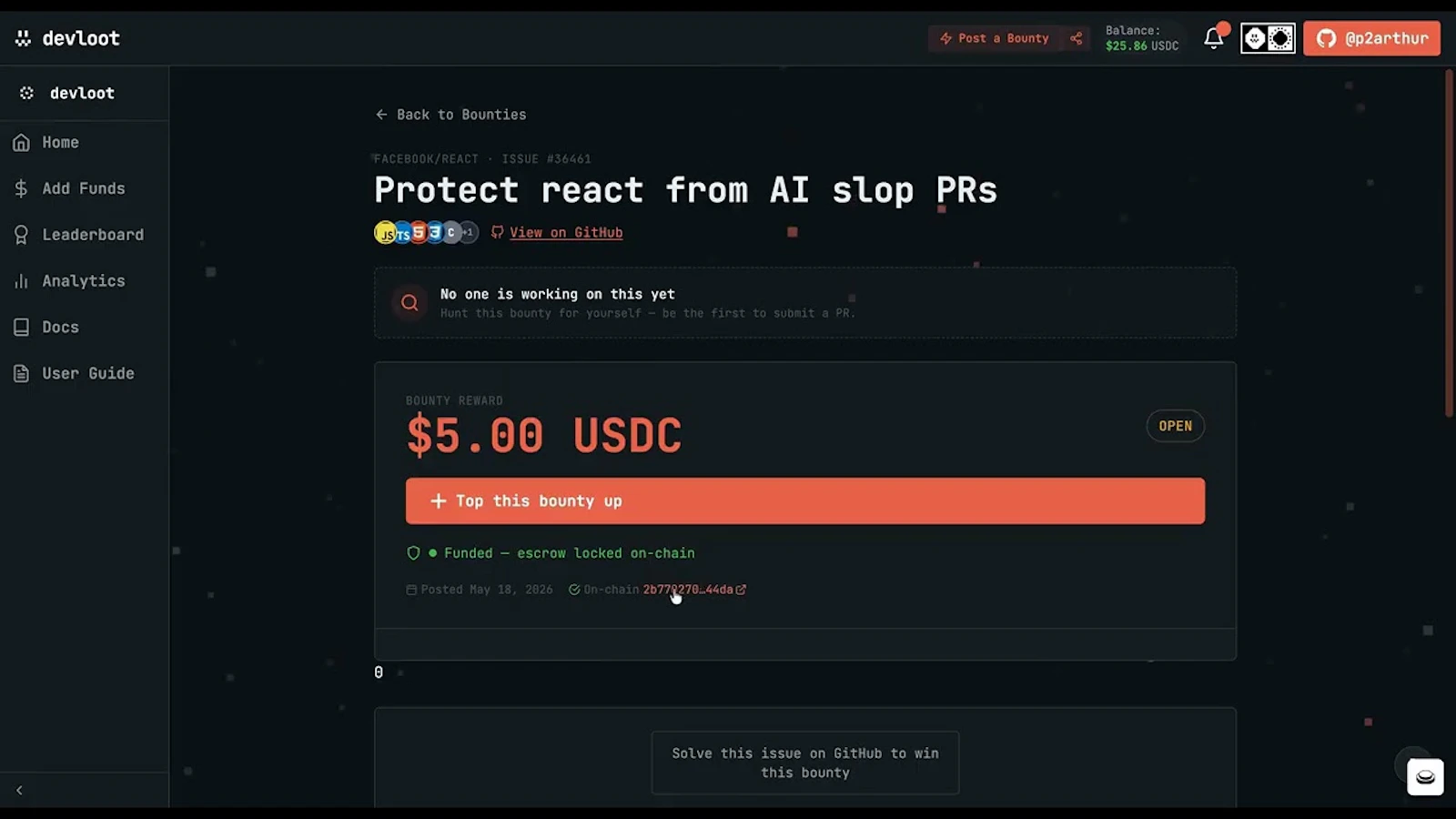 Devloot.xyz - Monetize Github issues screenshot 1 (video preview)