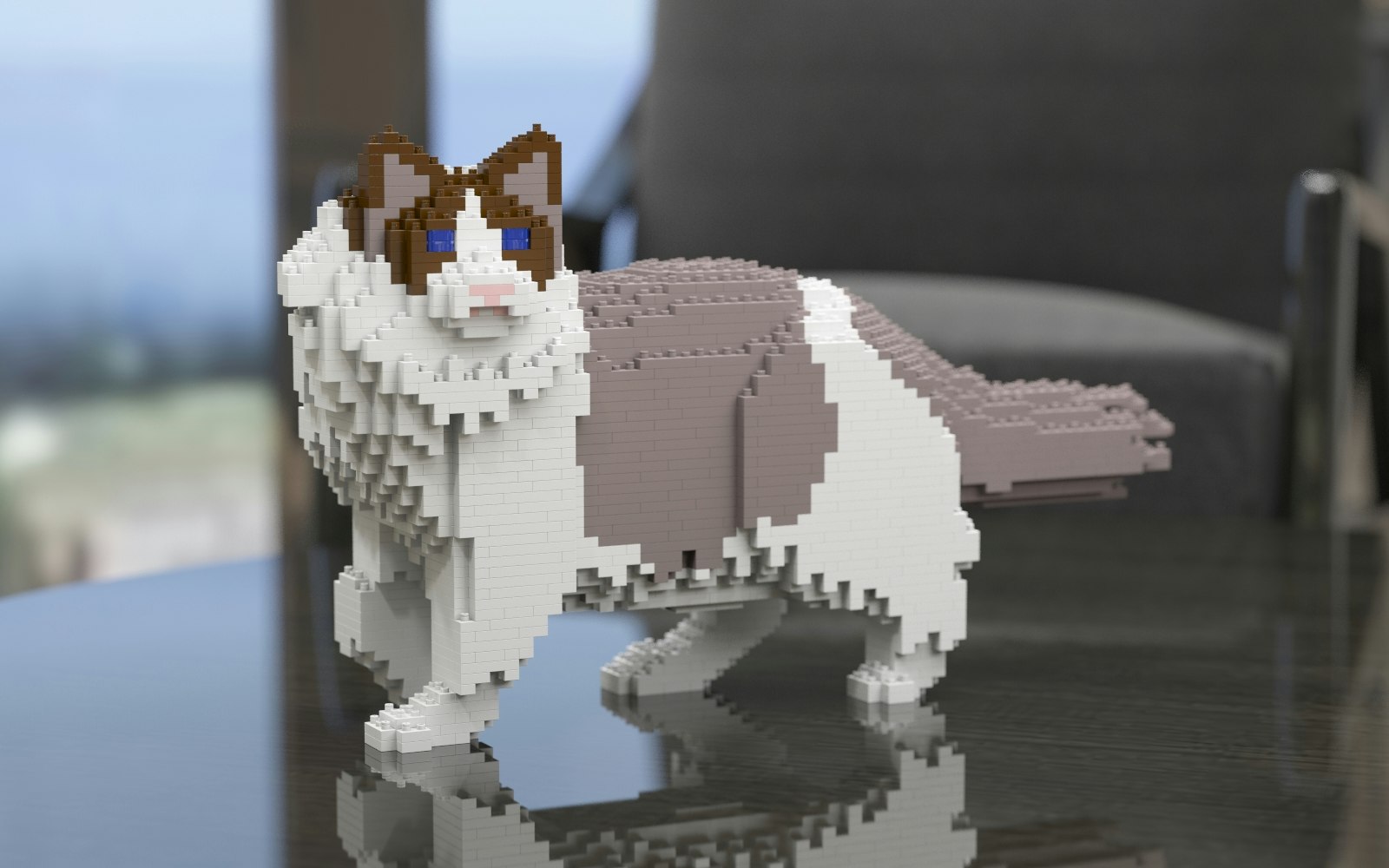 lego cat sculpture