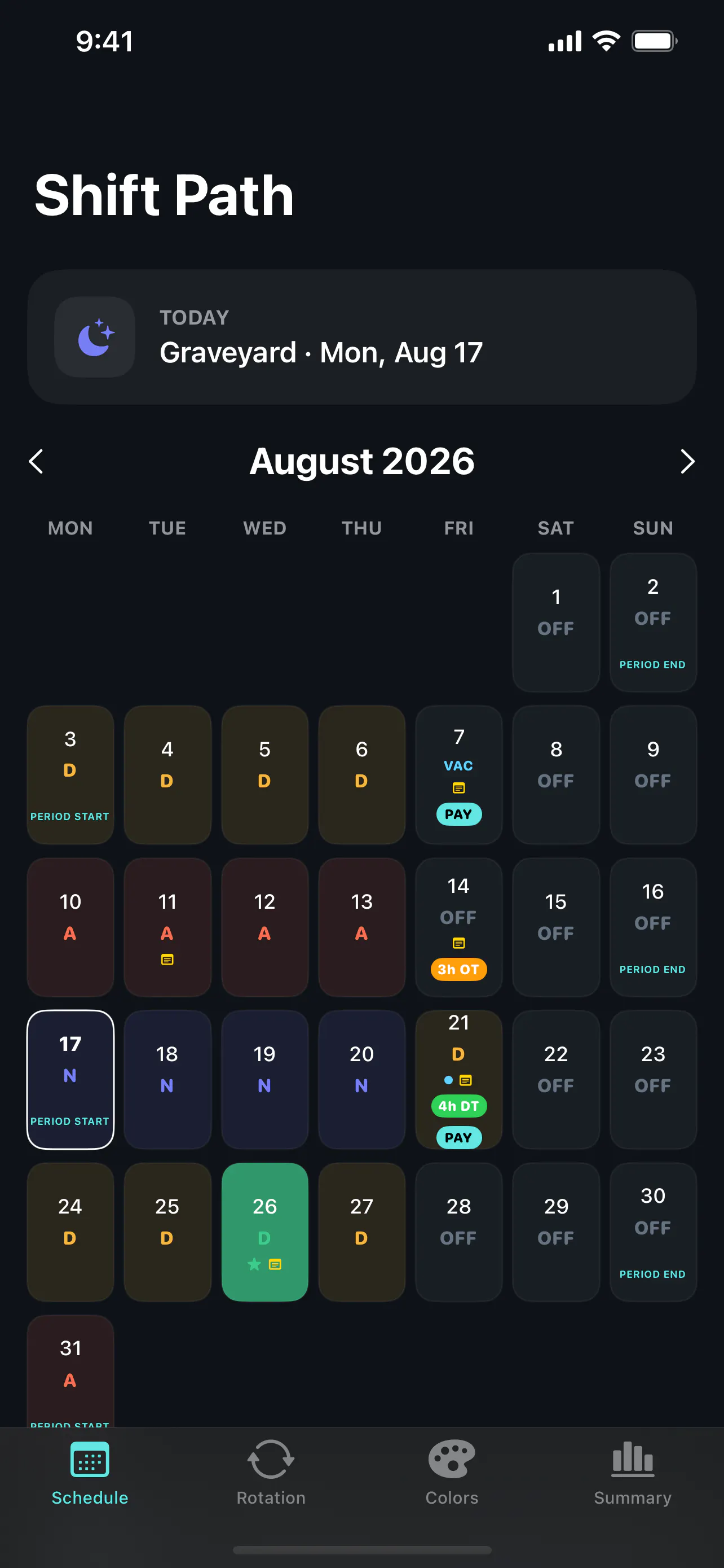 Shift Path Work Calendar gallery image