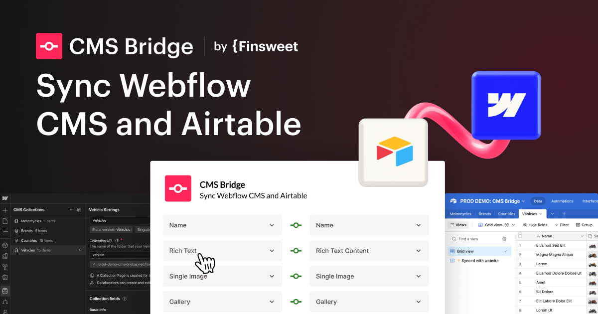 Finsweet의 CMS 브리지 - 동기화 웹 플로우 CMS 및 에어 테이블 ⚡ 미디어 2