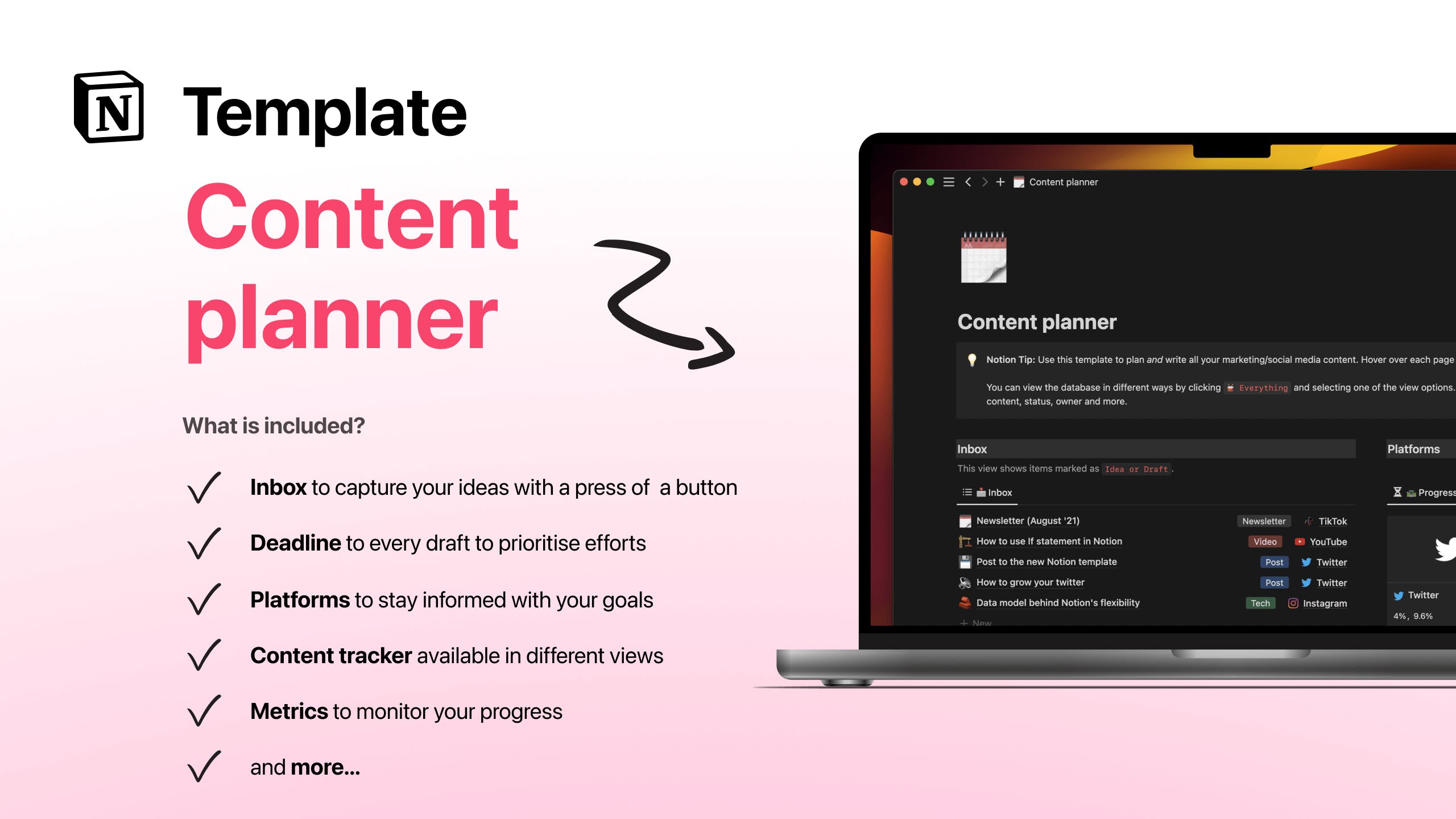 Content Planner | Notion Template media 1