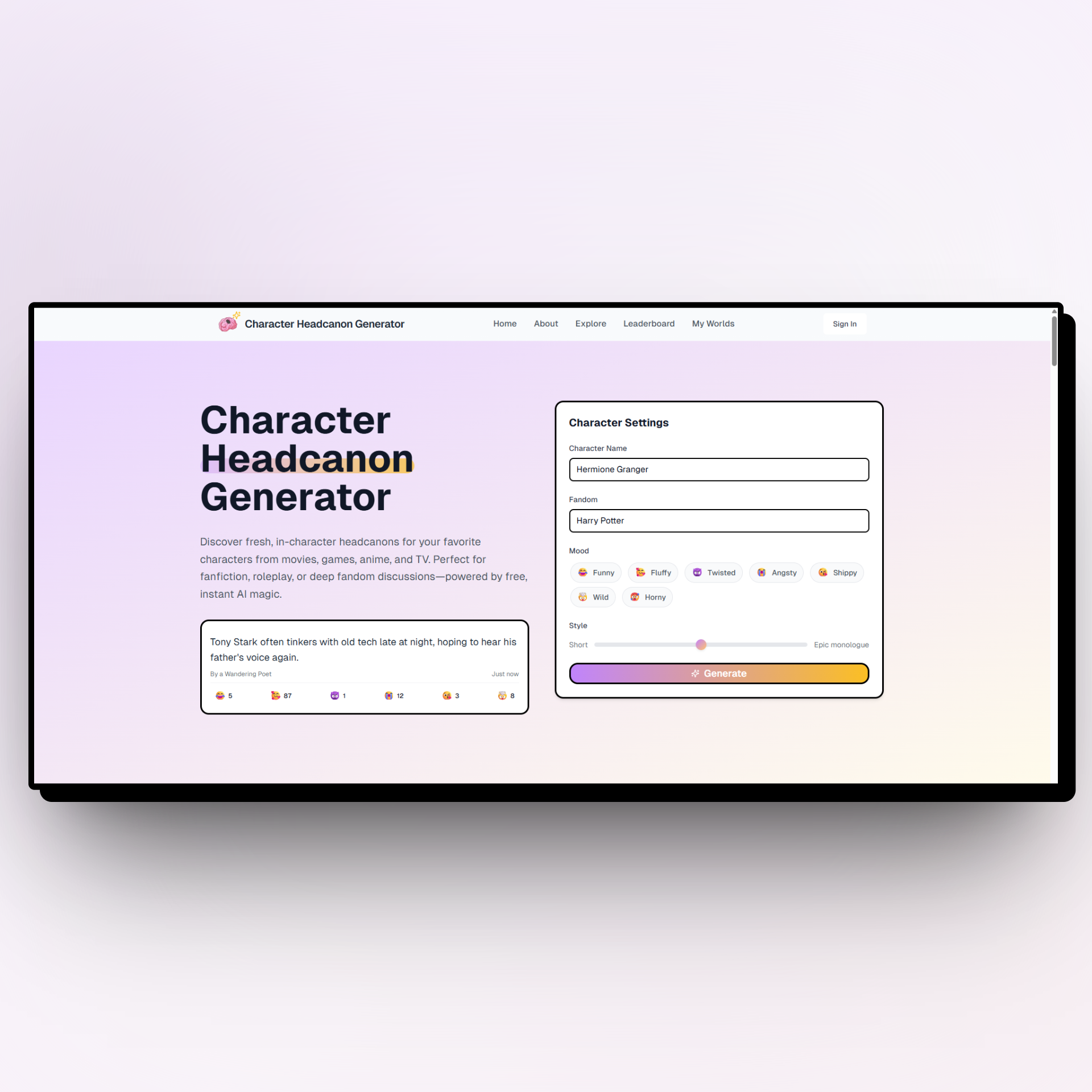 Headcanon Generator - aiHeadcanon.com logo