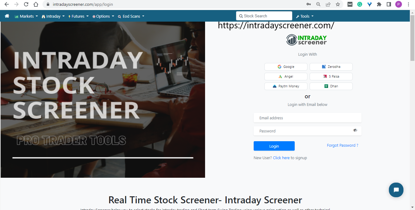 Screener intraday - Screener del mercato azionario intraday per la scansione di più titoli. media 5