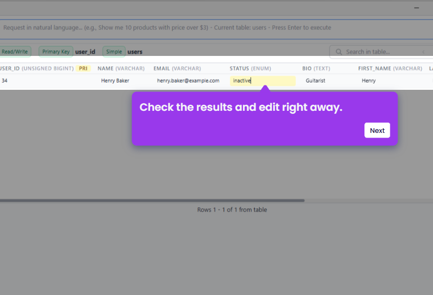 N2Query — AI SQL for MySQL & MariaDB - Screenshot 5 showing product features and functionality