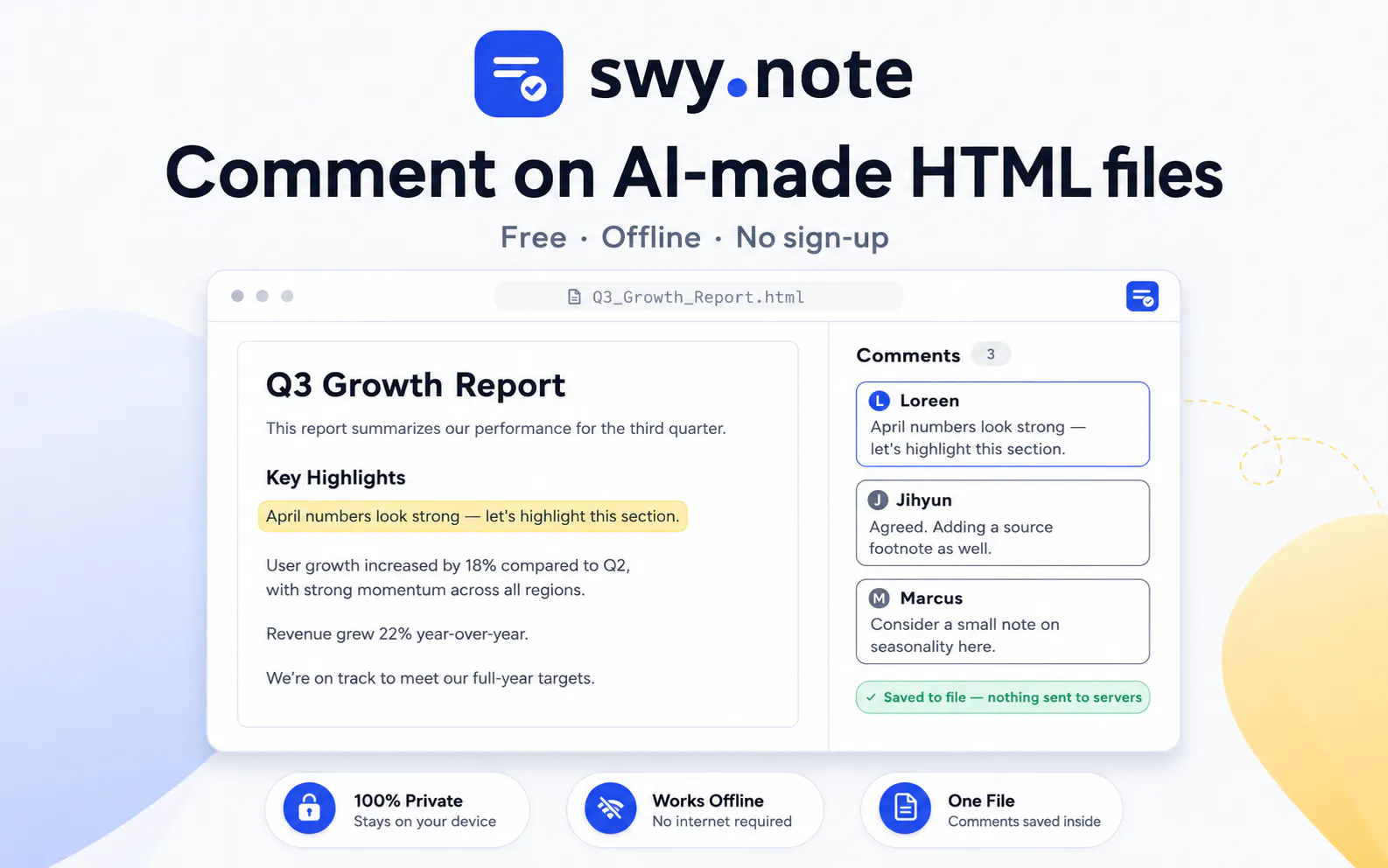 Swy.note —  commenting on HTML gallery image