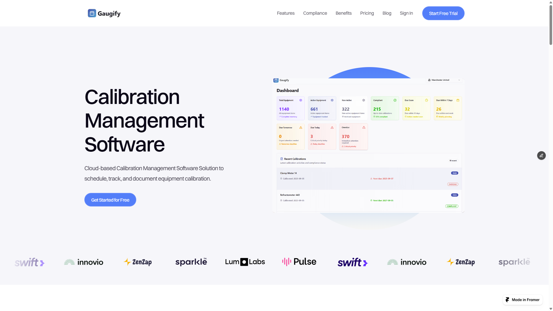 Gaugify - Software di gestione e monitoraggio della calibrazione media 1