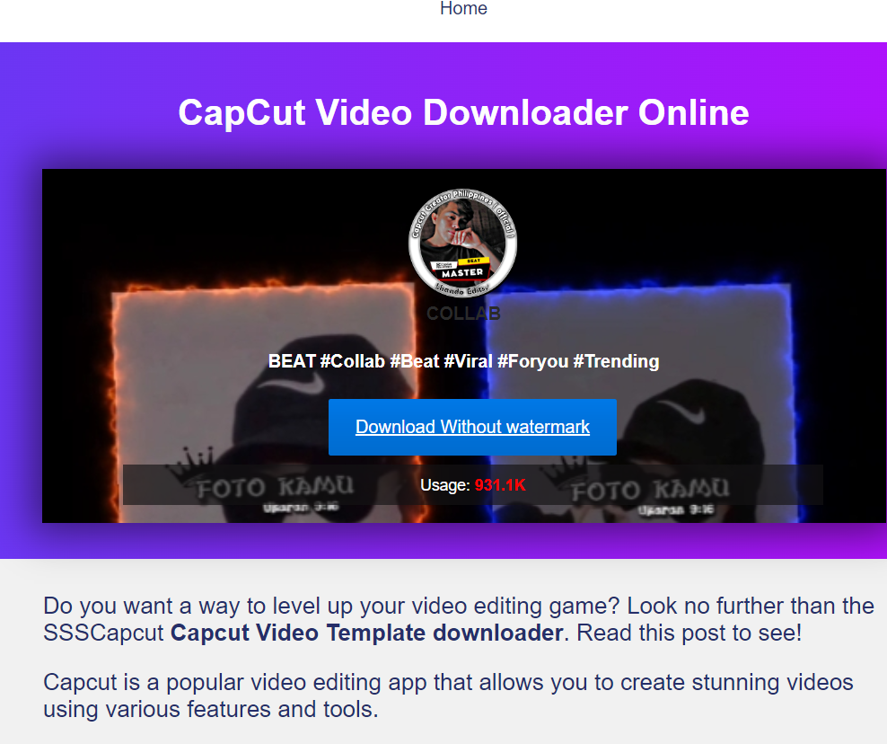 SSS Capcut video downloader media 3