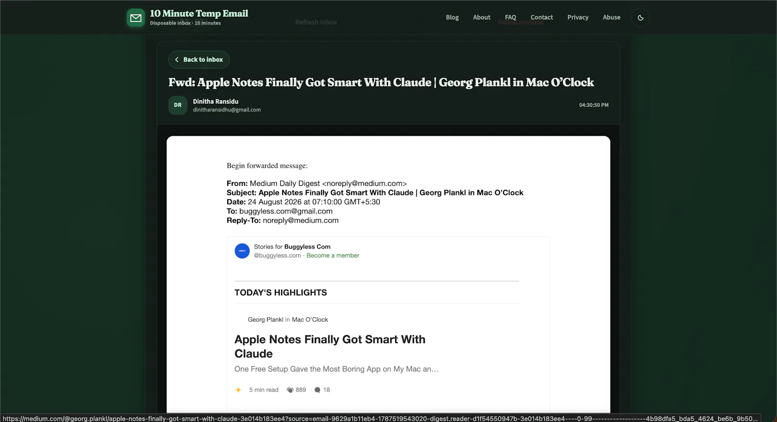 10 Minute Temp Email screenshot 5