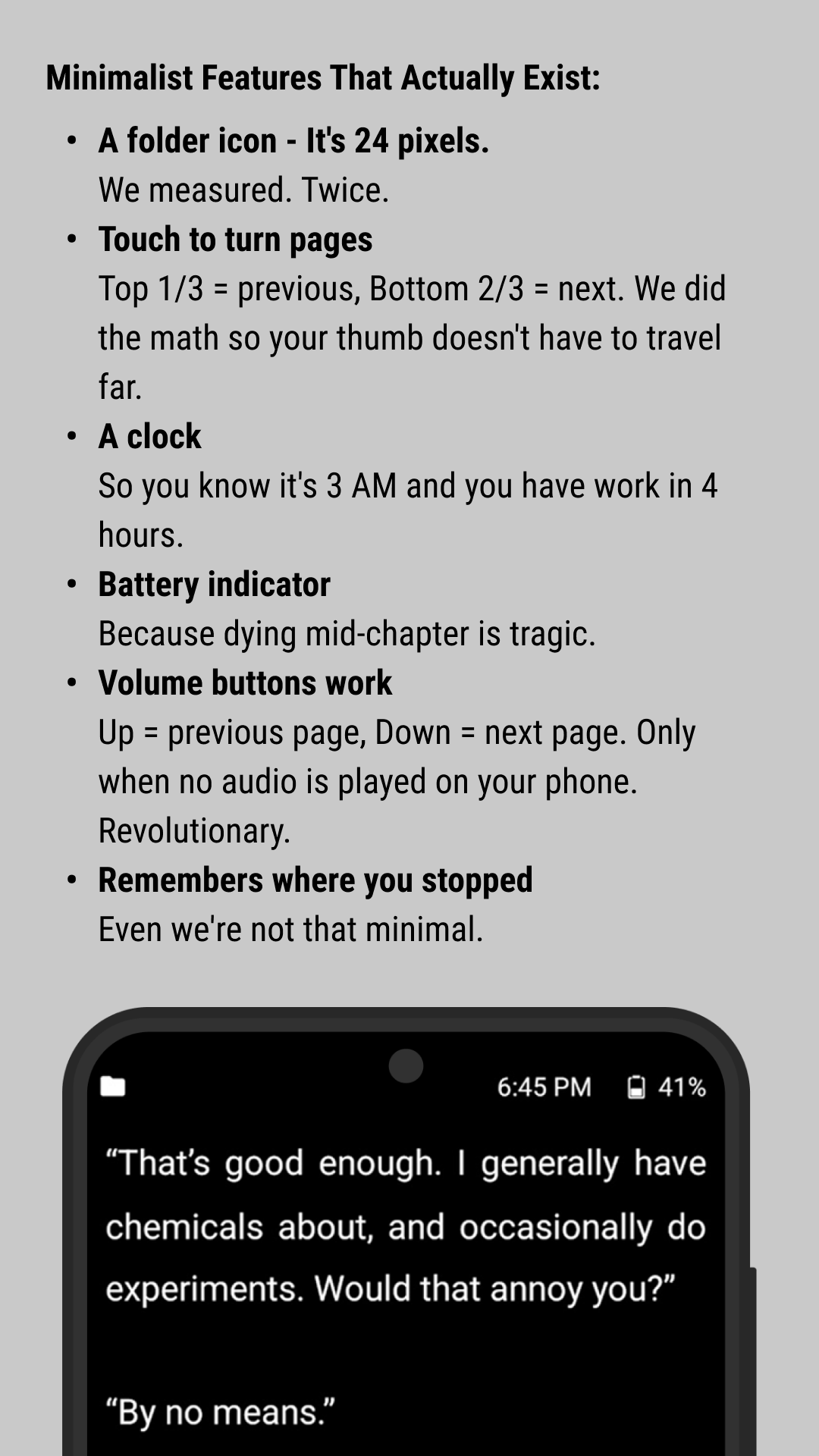 Mini Reader - Screenshot 3 showing product features and functionality