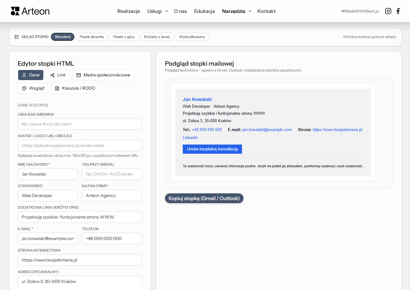 Free HTML Email Signature Generator - Screenshot 3 showing product features and functionality