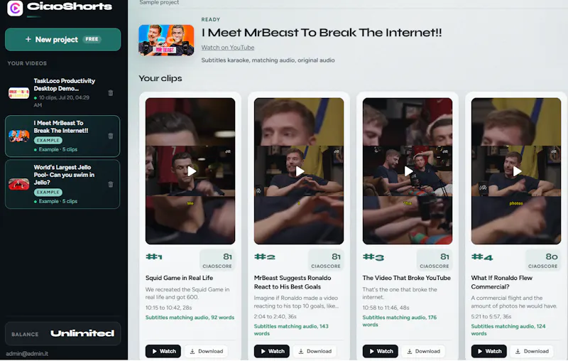 CiaoShorts screenshot 2