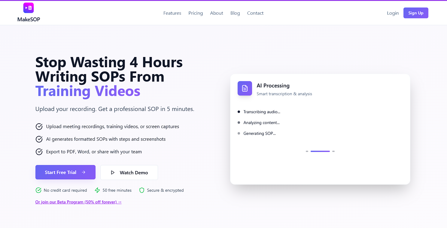 MakeSOP - Main product screenshot demonstrating key features and user interface