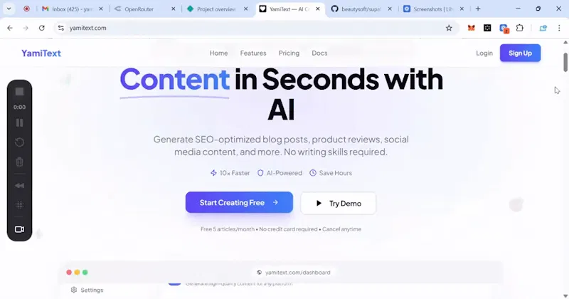 Yamitext screenshot 1 (video preview)