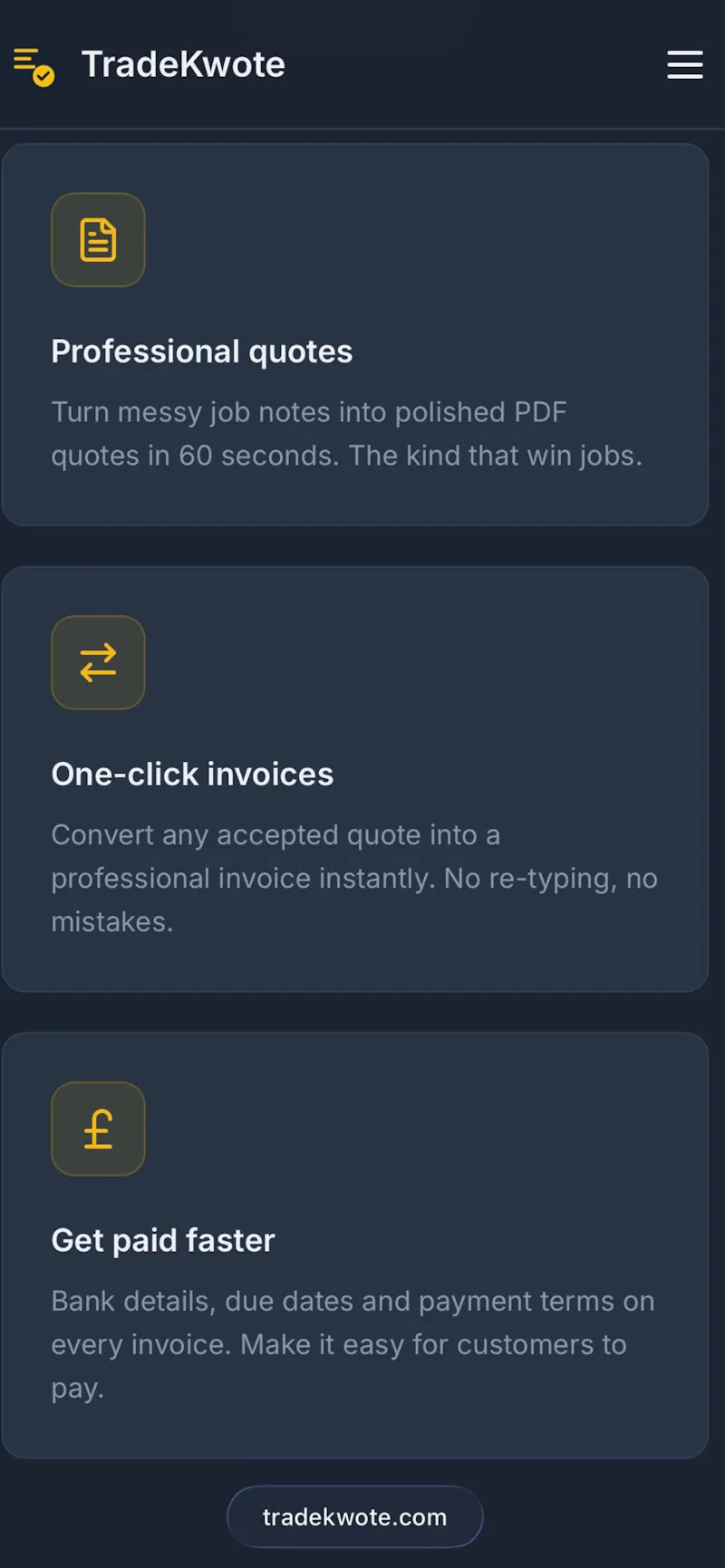 TradeKwote screenshot 2