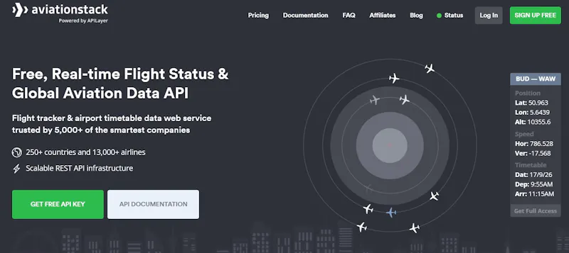 Aviationstack screenshot 1