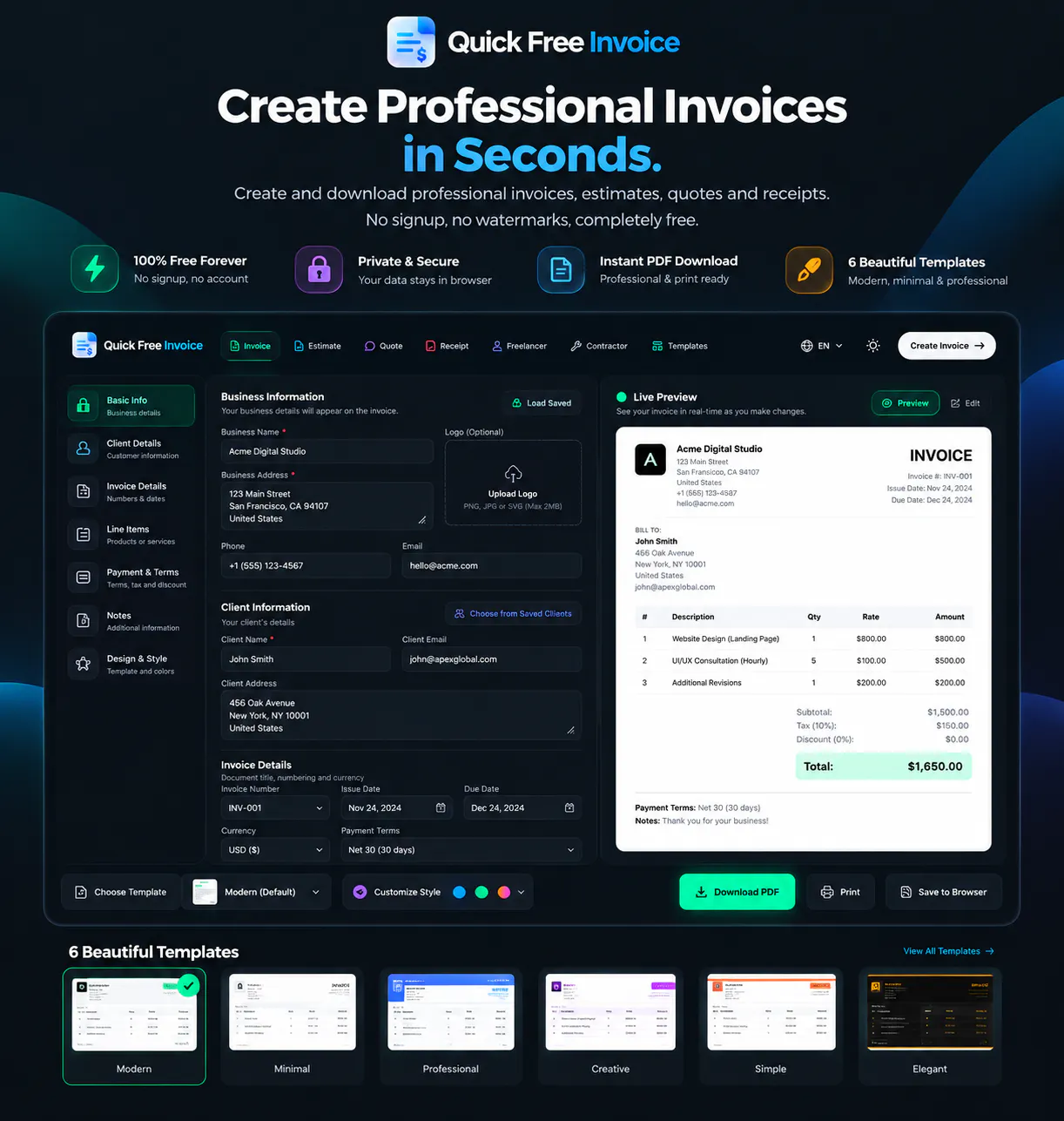 Quick Free Invoice gallery image