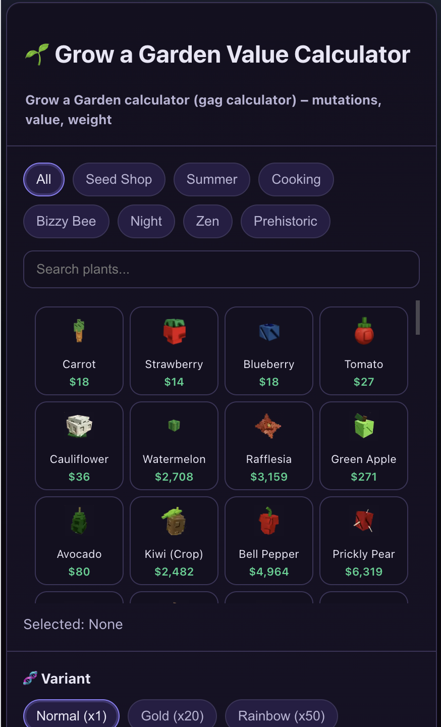 Grow a Garden Value Calculator gallery image