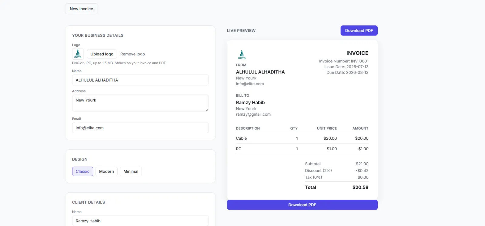 Invoice Generator screenshot 3
