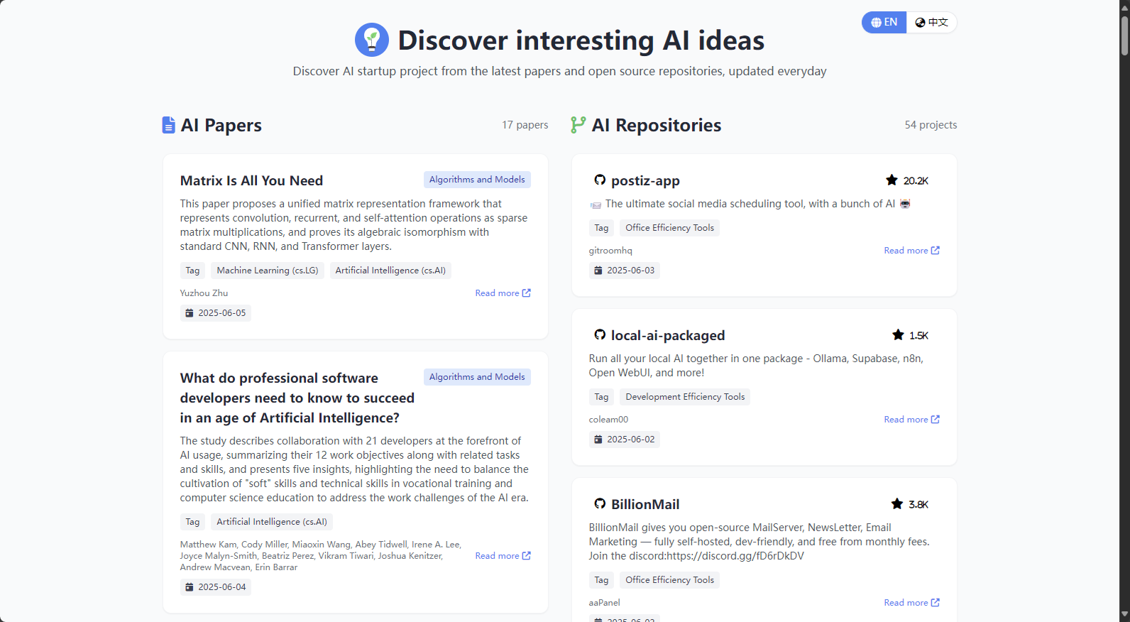 ค้นพบไอเดีย AI ที่น่าสนใจ - AI, Startup, Paper, Open Source Project, Ideas media 1