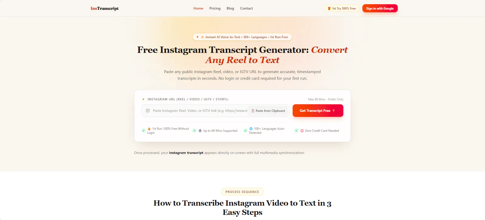 InsTranscript screenshot 2