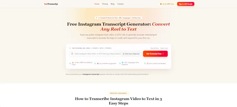 InsTranscript screenshot 2