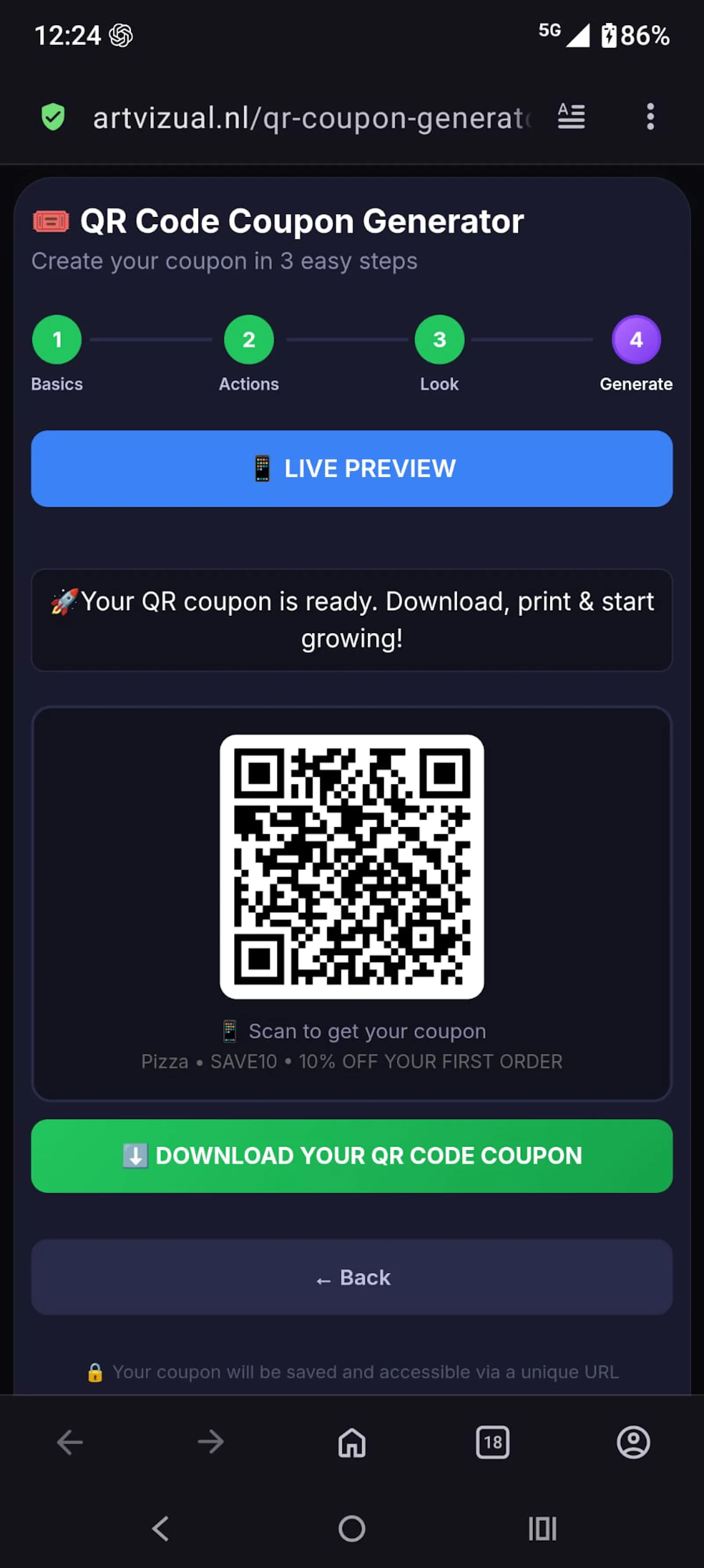 QR Coupon Generator with Social Unlocks screenshot 7