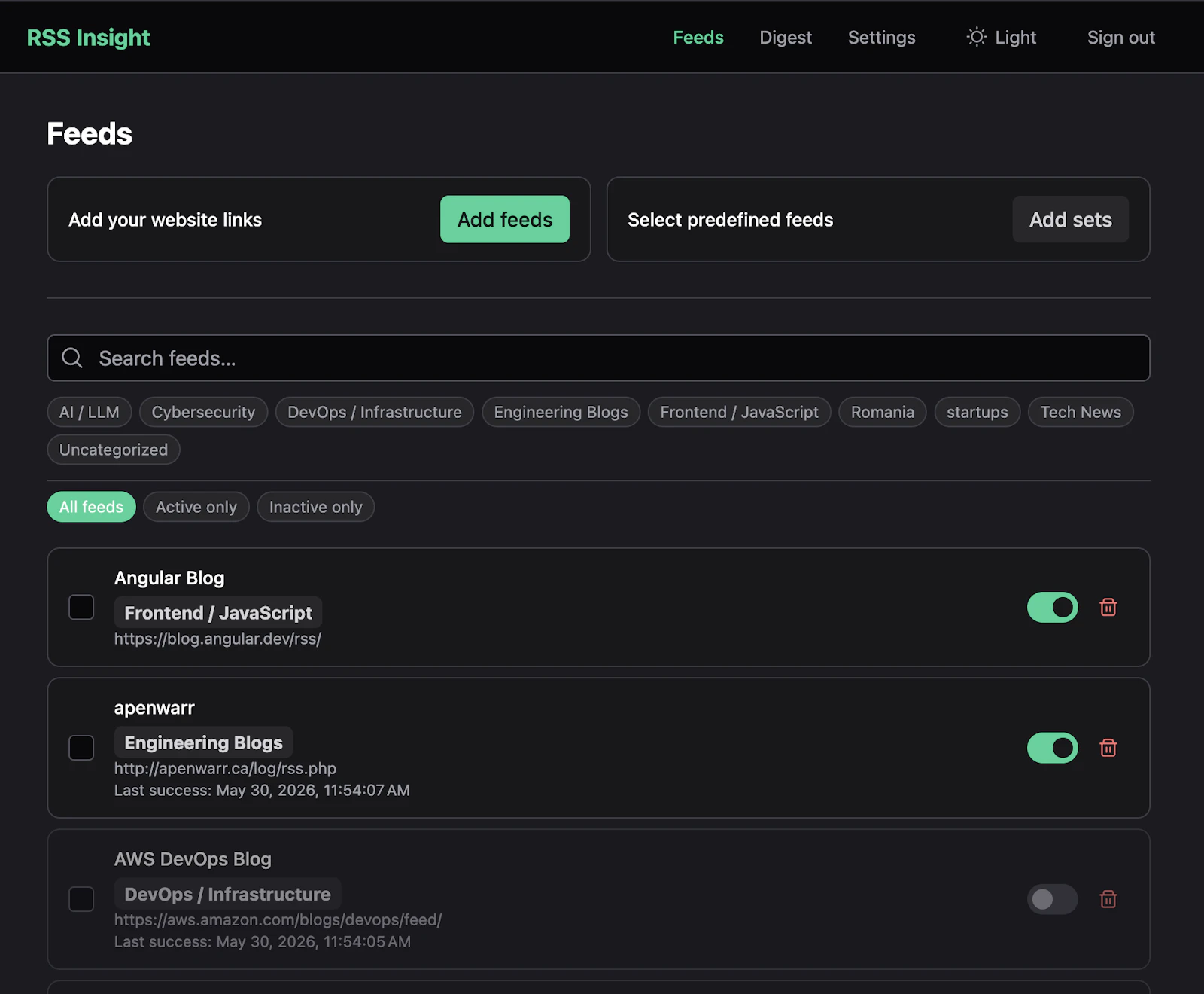 RSS Insight screenshot 2