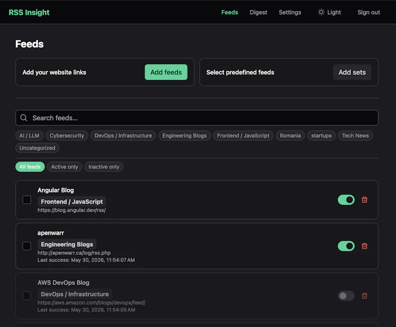 RSS Insight screenshot 2