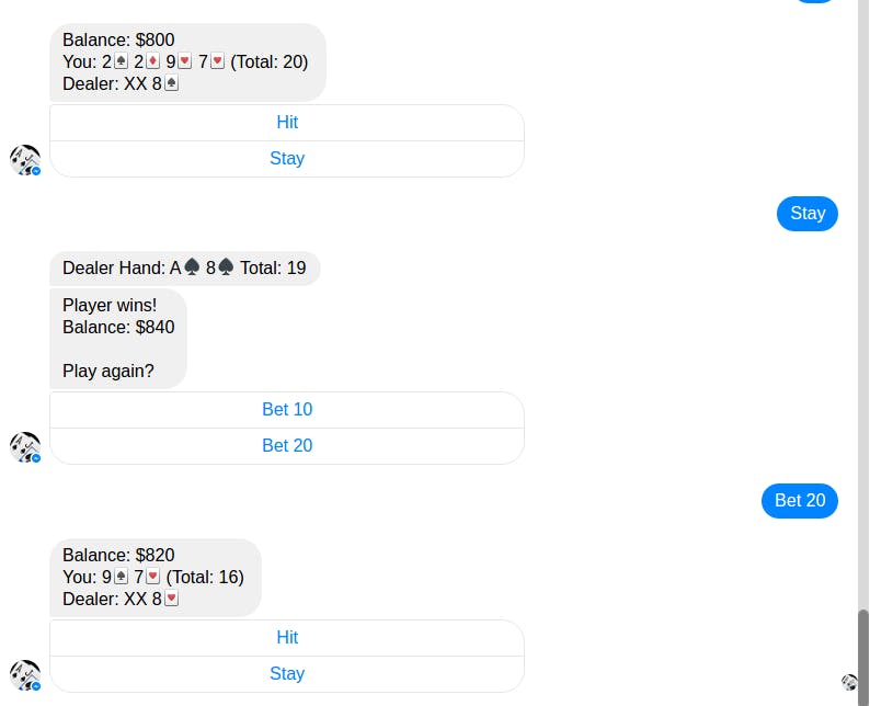 Blackjack Bot for Messenger media 1