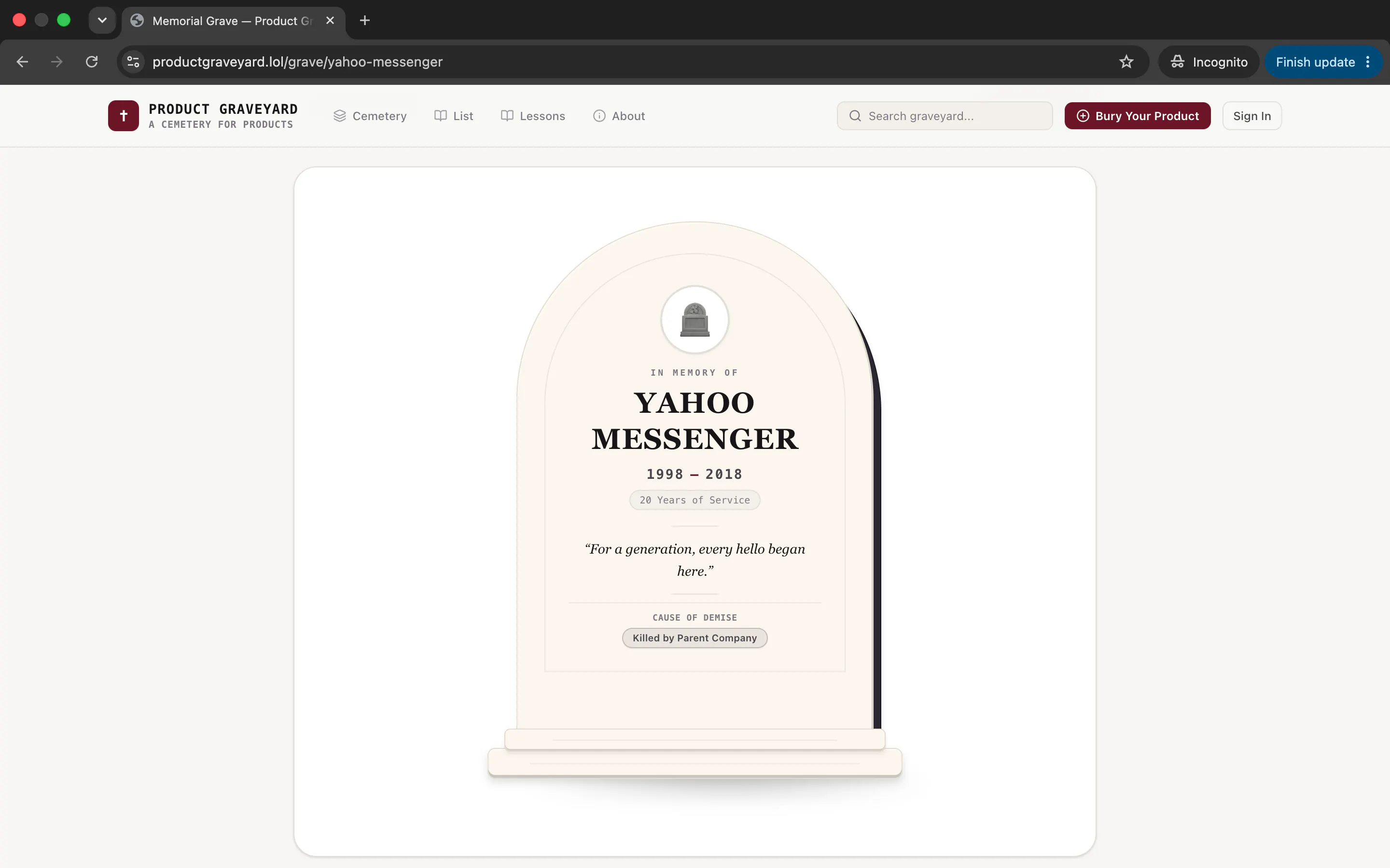 Product Graveyard gallery image