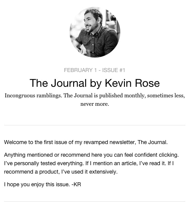 The Journal, Issue #1 - by Kevin Rose Image