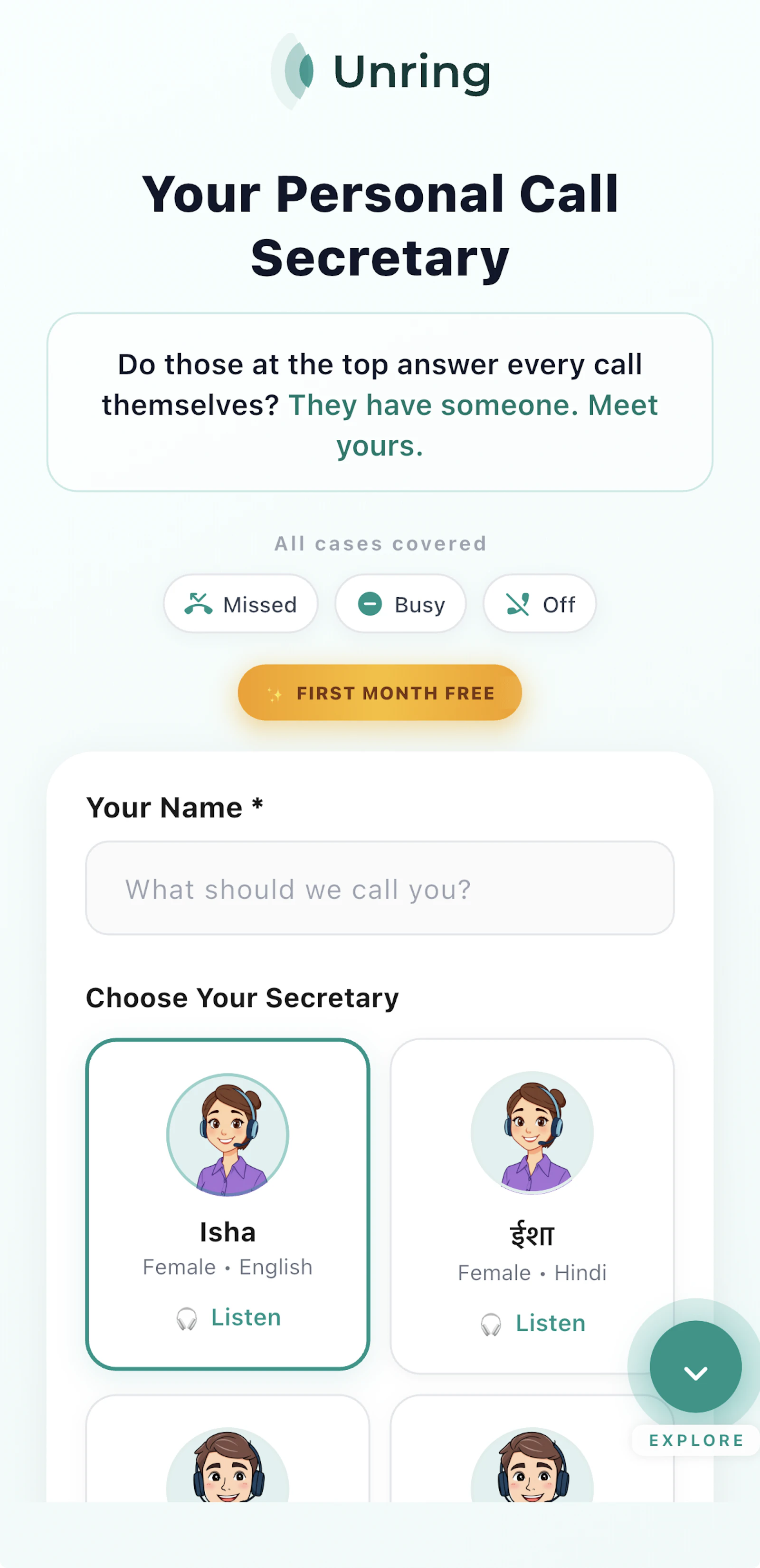 Unring - your personal call secretary screenshot 3